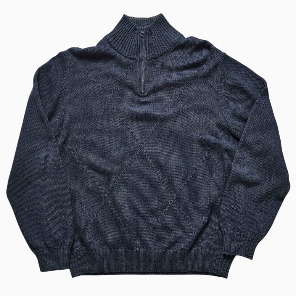 Nautica Men's Navy Quarter Zip-Up Sweater Size L